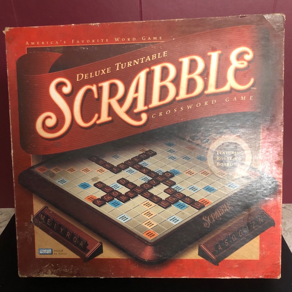 Scrabble Deluxe Turntable Board Game 2001 Parker Brothers Crossword